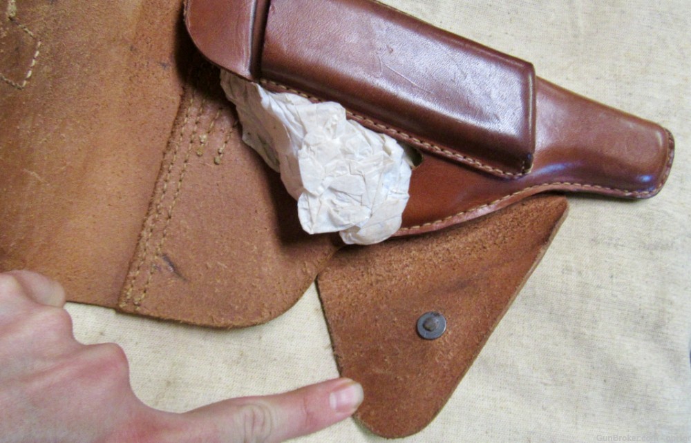 WWII Era Brown Leather Commercial Walther P38 9mm Holster .01 NO RESERVE-img-3