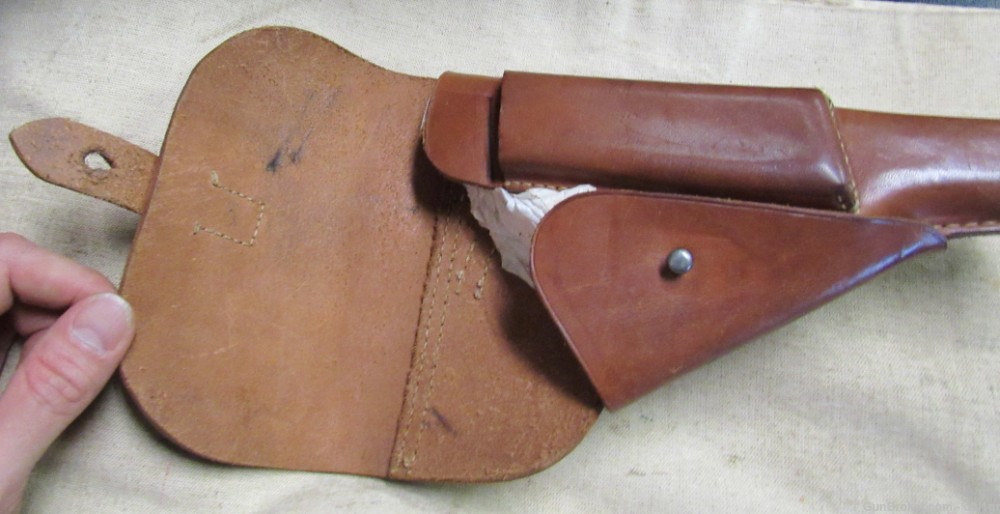 WWII Era Brown Leather Commercial Walther P38 9mm Holster .01 NO RESERVE-img-2