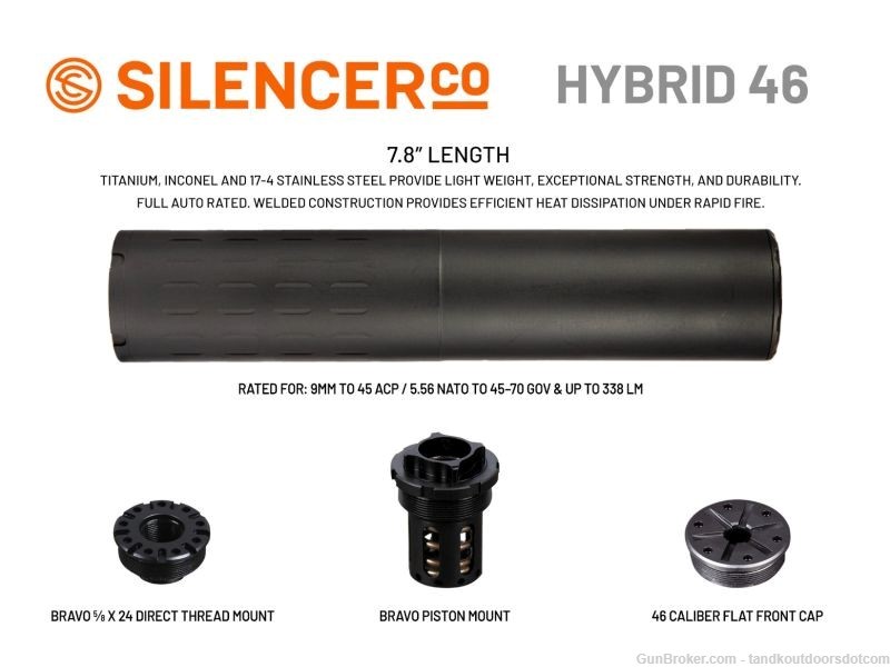 SILENCERCO HYBRID 46 BLACK SU2271 SILENCER WITH PISTON BOOSTER ASSEMBLY-img-0