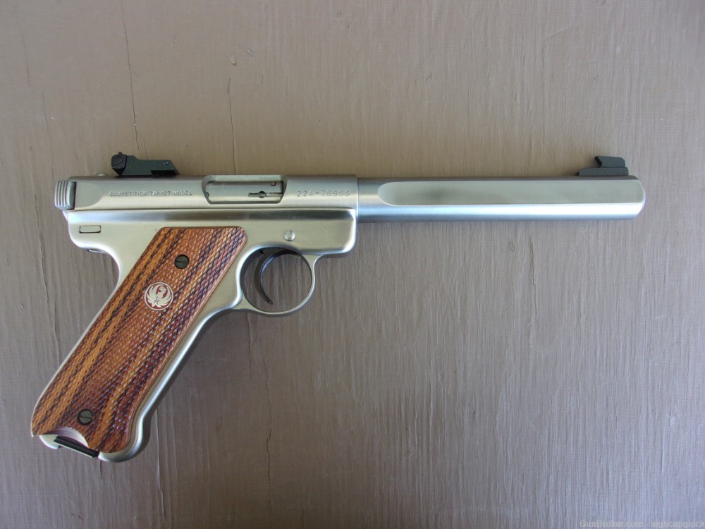 Ruger Mark II Competition Target .22 Slab Side Stainless 7" Pistol $1START-img-6