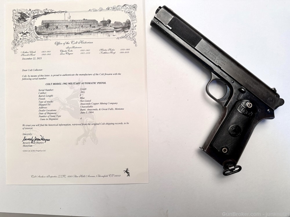 Colt Model 1902 Military Shipped in 1904 to Anaconda Mining in Montana-img-0