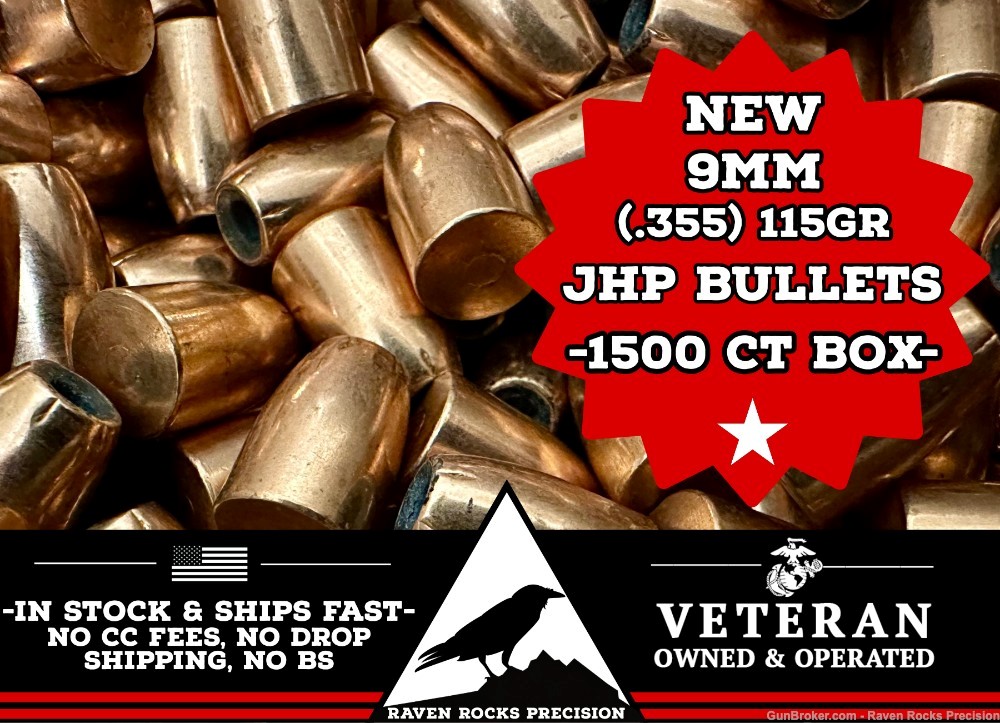 9mm (.355) JHP Bullets - Brand New 1500 ct Box-img-0