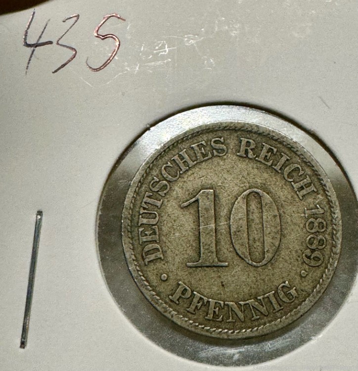 Germany 10 Pfennig 1889-J Wilhelm I Type 1 Large Shield Copper Nickel-img-0