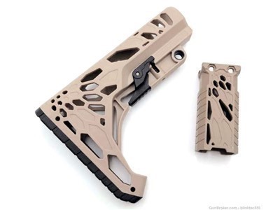 Python AR stock kit with forward Grip for Mil-Spec tube Tan
