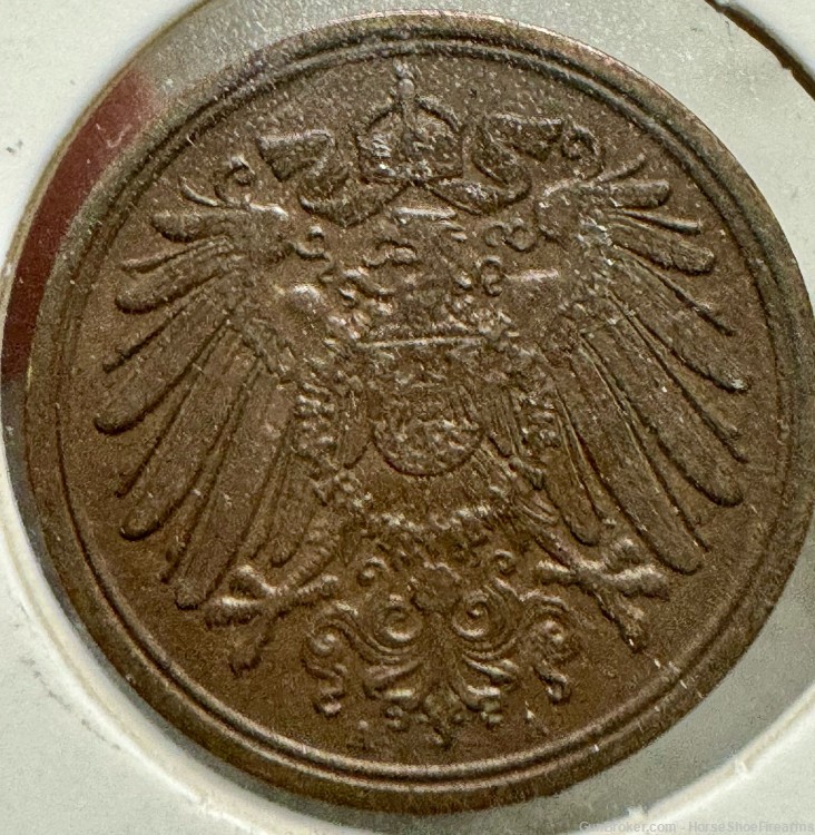 Germany 1 Pfennig 1908-A Wilhelm II Type 2 Small Shield Copper-img-1