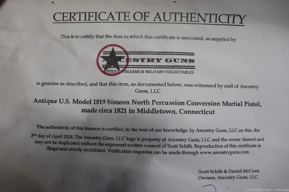 Antique US Model 1819 Simeon North Percussion Conversion Martial Pistol-img-10