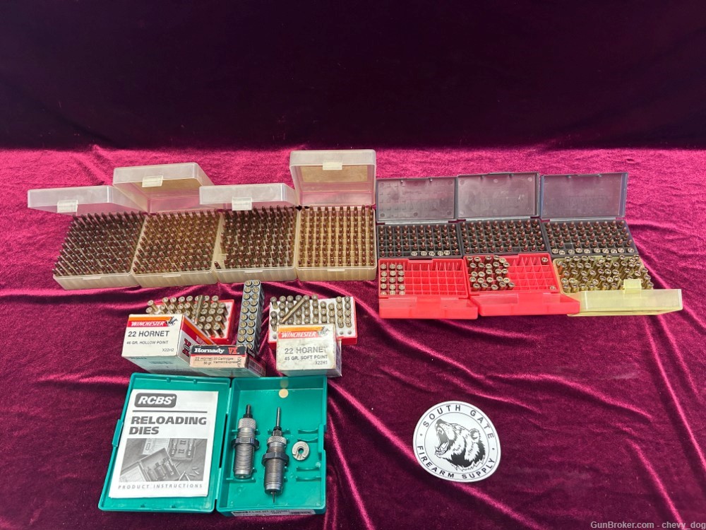 .22 Hornet Factory Ammo, Reloads & Dies - 744 Rounds Total - Penny Auction!-img-0