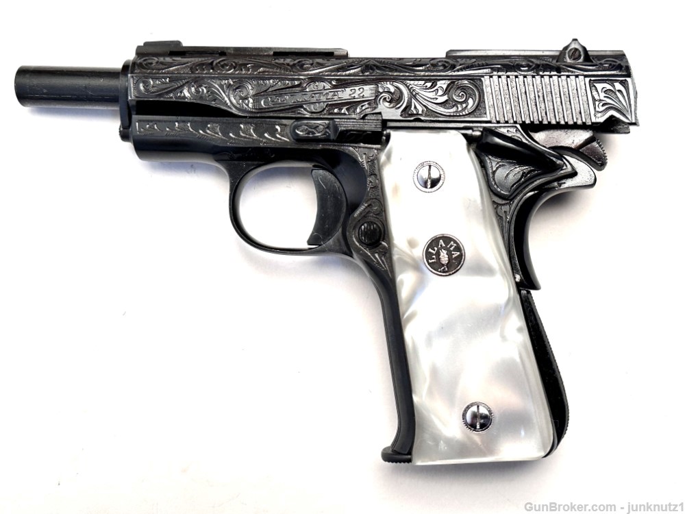 Llama Model 3A .22LR Fully Factory Engraved with "Pearl" Grips Made in 1973-img-20