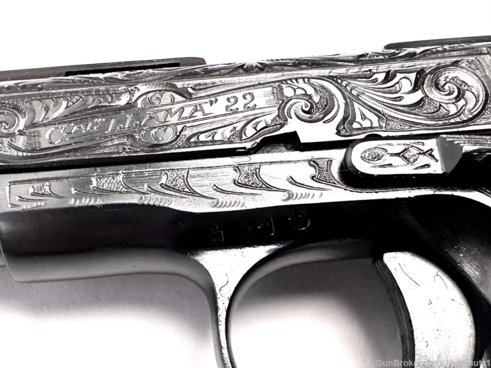 Llama Model 3A .22LR Fully Factory Engraved with "Pearl" Grips Made in 1973-img-3