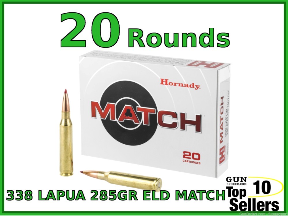 Hornady ELD Match 338 Lapua 285GR Ammo 82300 338-Lapua Ammo-img-0