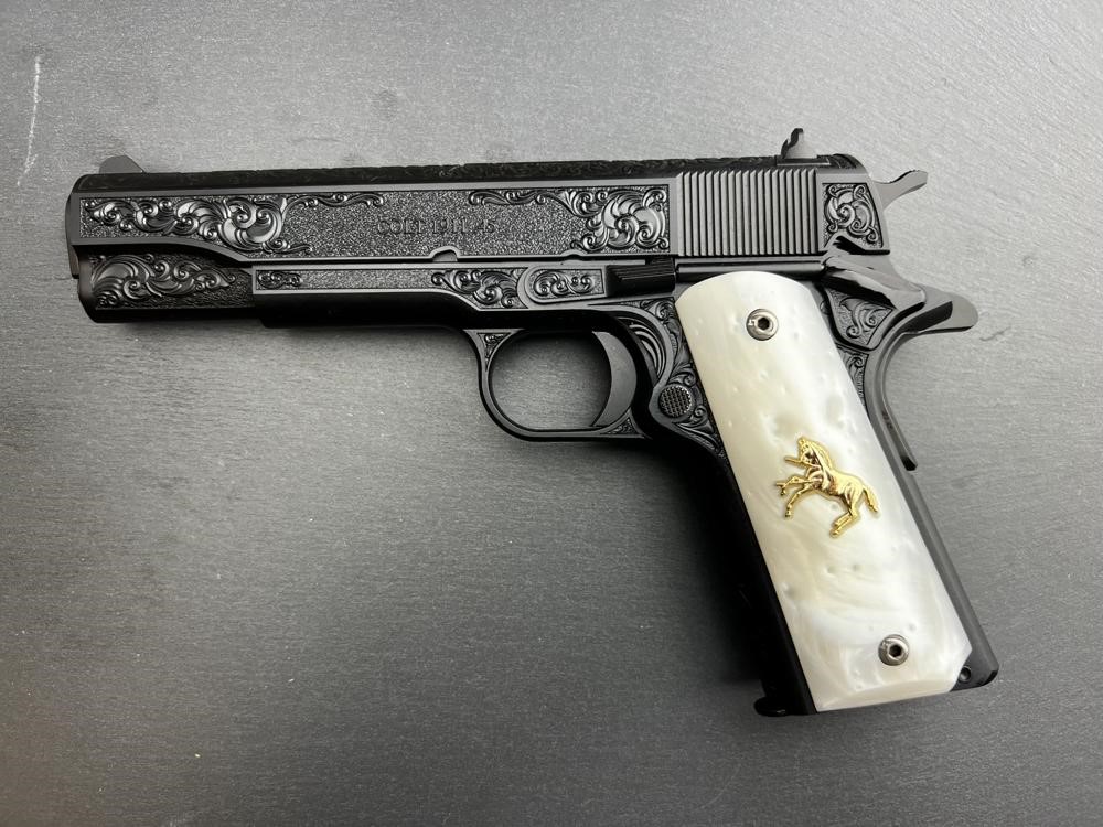 Colt 1911 .45 ACP Custom Engraved Scroll Blued by Altamont-img-0