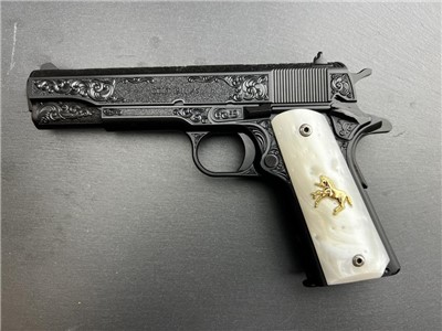 Colt 1911 .45 ACP Custom Engraved Scroll Blued by Altamont