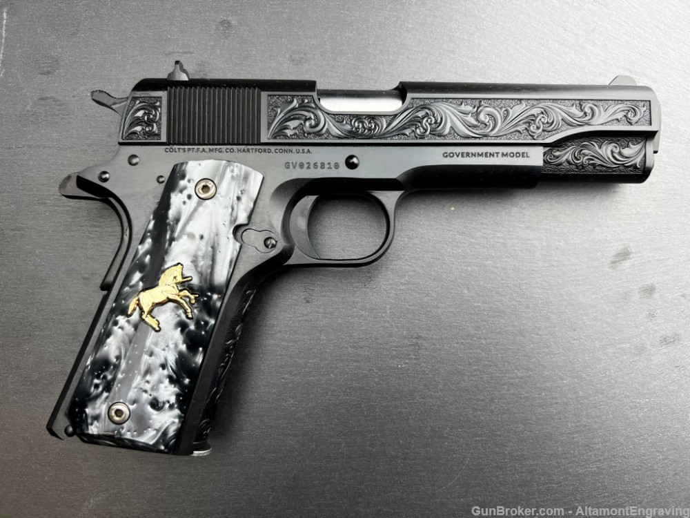 Colt 1911 Custom Engraved Regal AA by Altamont Blued .38 Super-img-8