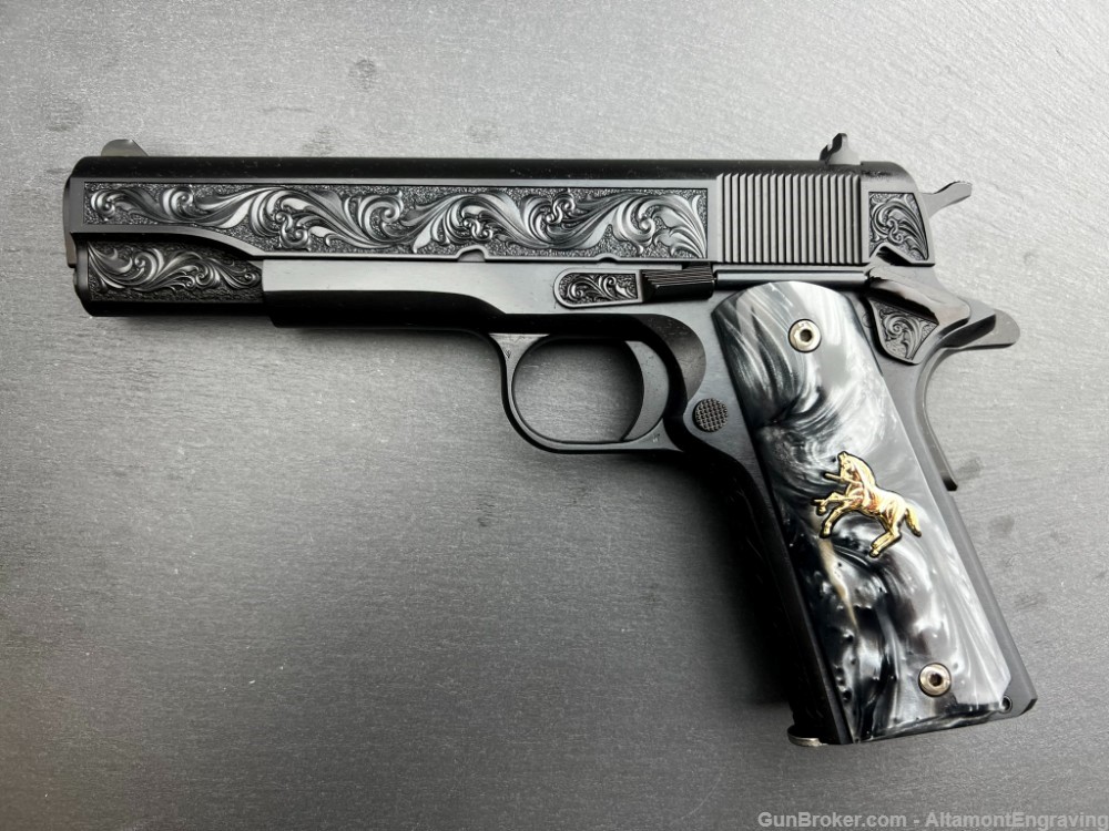 Colt 1911 Custom Engraved Regal AA by Altamont Blued .38 Super-img-6