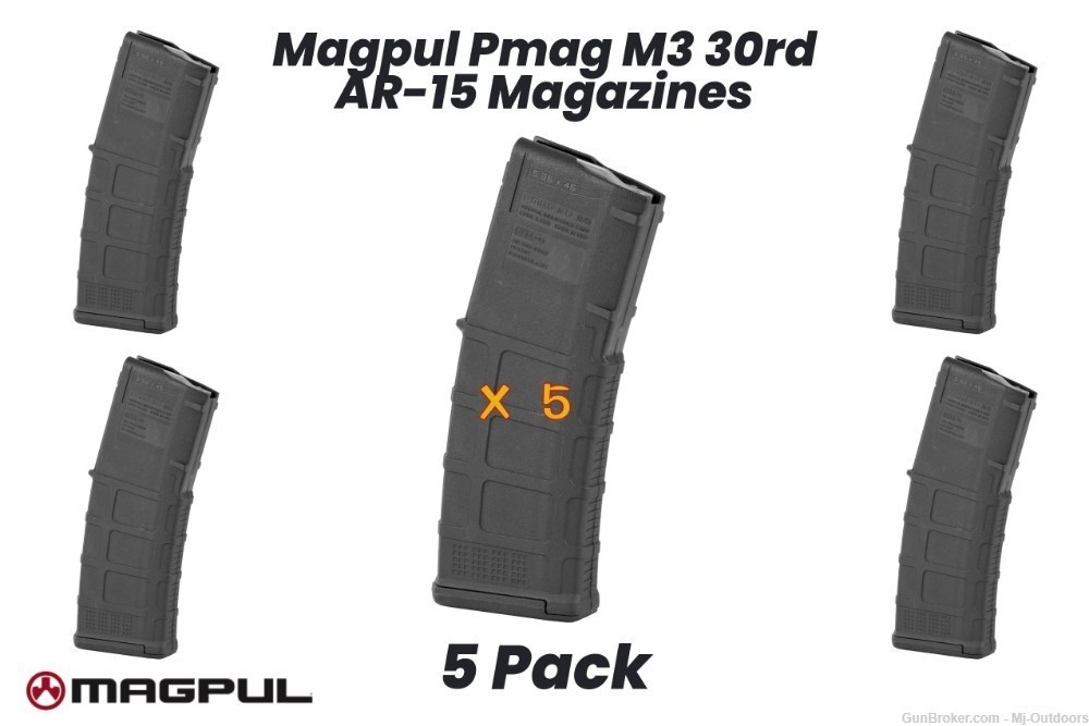 Magpul Pmag M3 5.56 30rd Black Premium AR15 Mags 5 Pack-img-0