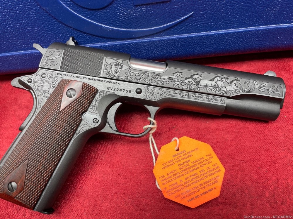 NIB Colt 1911 Government 45acp Incredible Engraved (John Wayne The Duke)!-img-0