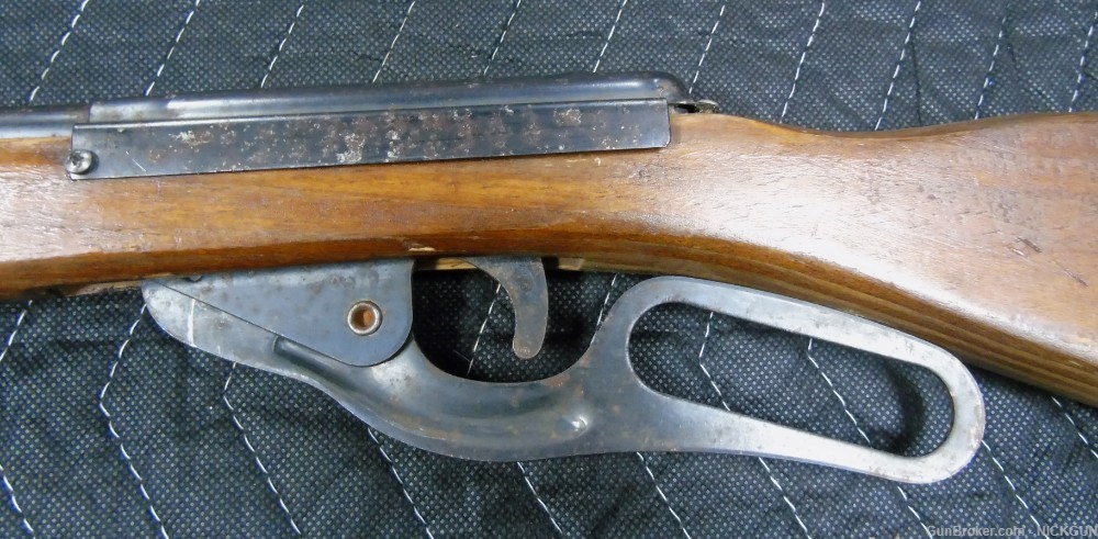 Vintage Toy Cork Gun Western Wood Stock leaver action Rifle-img-1