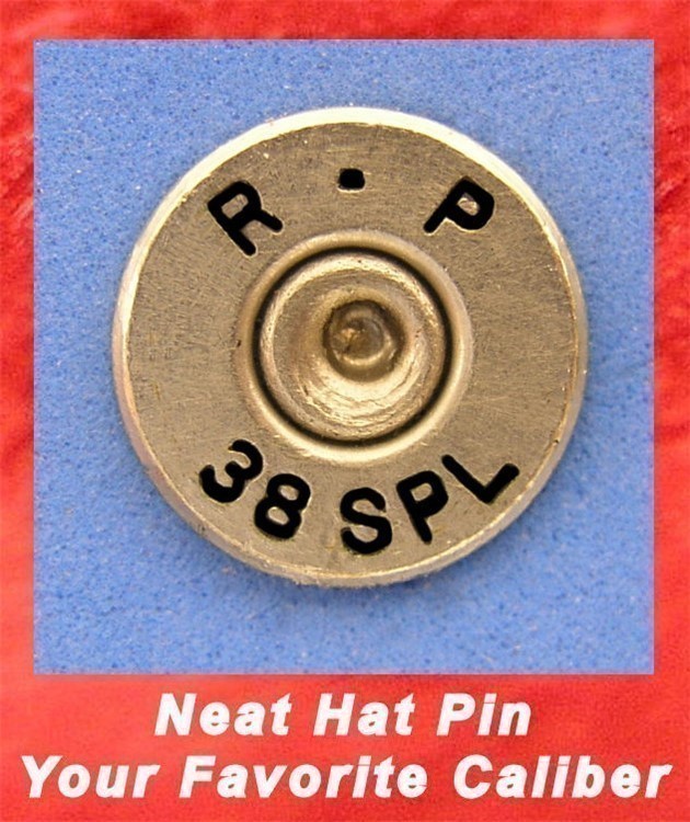 Remington R-P 38 SPL Special Nickel Cartridge Hat Pin  Tie Tac  Ammo Bullet-img-0