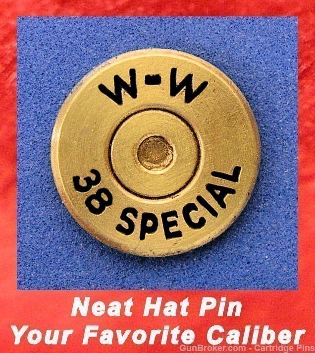 Winchester W-W  38 SPL Special Brass Cartridge Hat Pin Tie Tac  Ammo Bullet-img-0