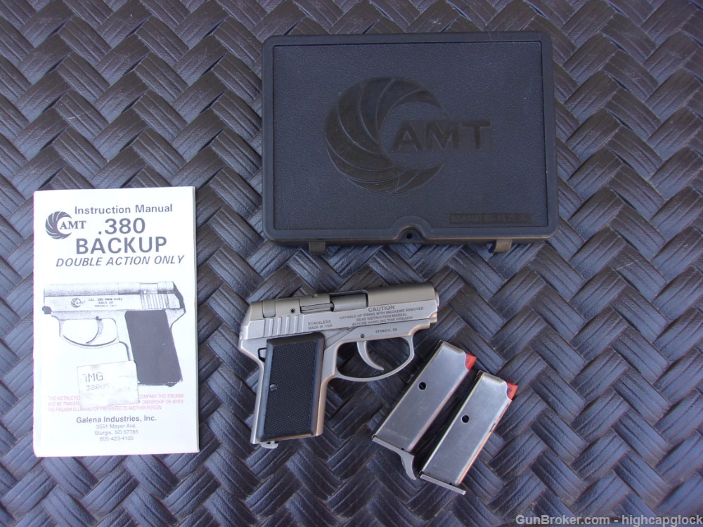AMT Back Up .380 2.5" Stainless Pistol w/ 2 Mags & Box $1START-img-16