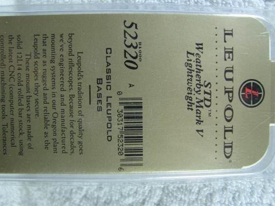 Leupold #52320 Silver 2 Pc Bases Weatherby MK V LW-img-1
