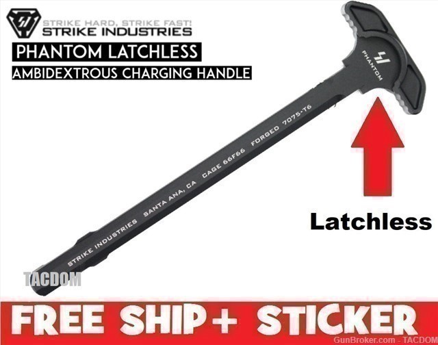 Strike Industries BLACK Latchless PHANTOM Charging Handle AR15 AR 223 556-img-0