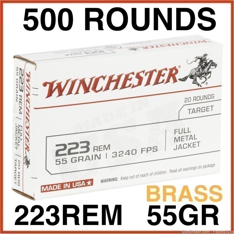 500 Rounds - Winchester USA 223 Remington Ammo 55 Grain Full Metal Jacket-img-0