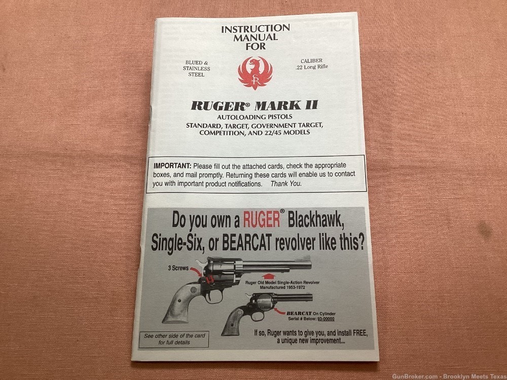 Ruger Mark II  Owners Manual.-img-0
