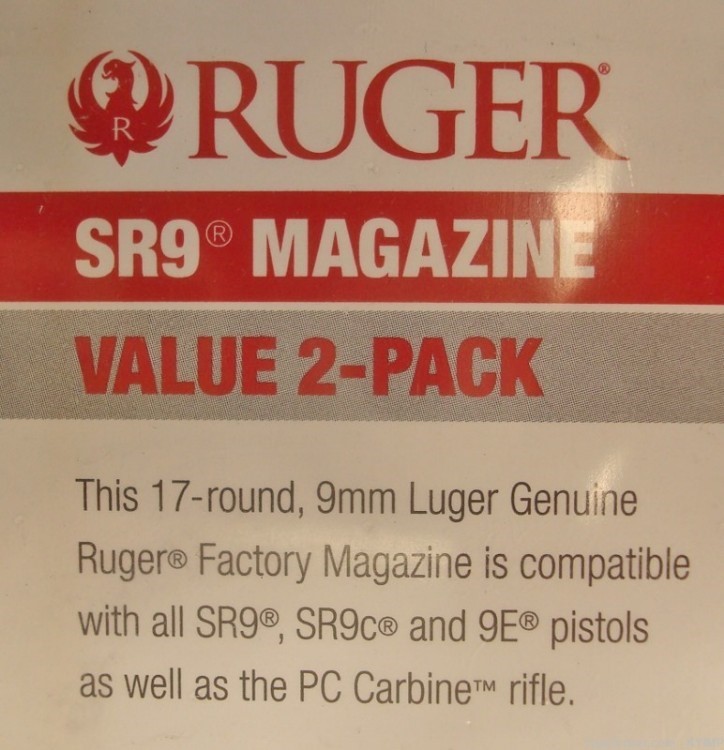 2 Ruger SR9  SR9/C 9E PC9  Hi Capacity 17 round 9mm NEW 9 mm magazine s-img-2