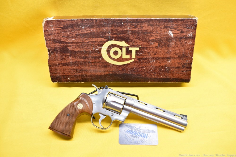 COLT PYTHON .357 MAGNUM 1983 1ST YEAR 6" STAINLESS STEEL W/ BOX PAPERS-img-1