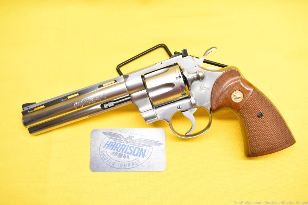 COLT PYTHON .357 MAGNUM 1983 1ST YEAR 6" STAINLESS STEEL W/ BOX PAPERS-img-2