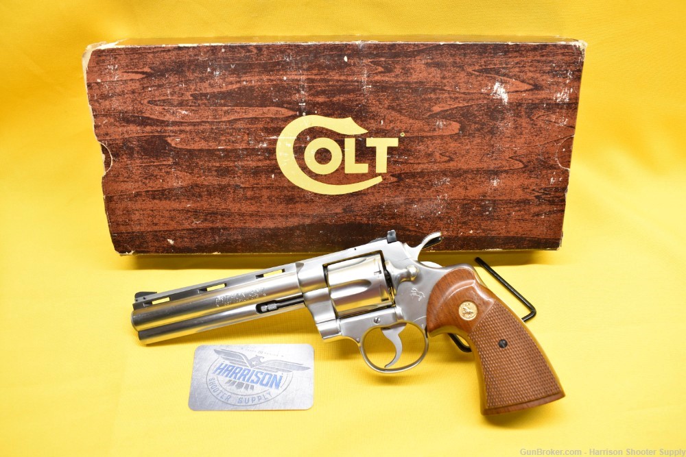 COLT PYTHON .357 MAGNUM 1983 1ST YEAR 6" STAINLESS STEEL W/ BOX PAPERS-img-0