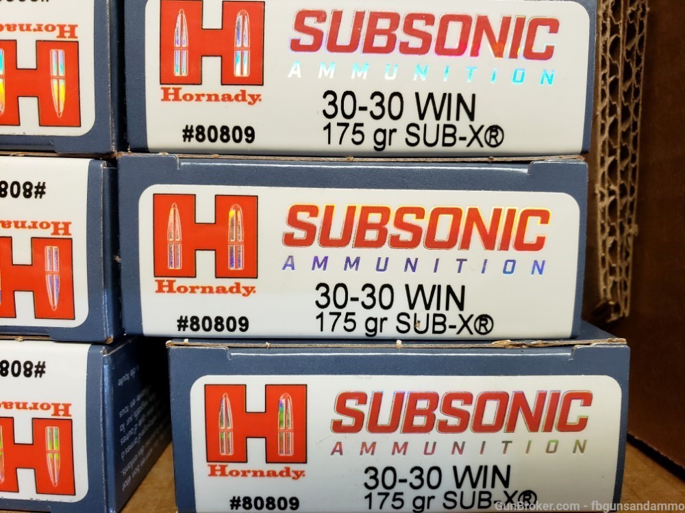 200 ROUNDS HORNADY SUBSONIC .30-30 WINCHESTER 175 SUB-X X 30-30 WIN 30 SUBX-img-2