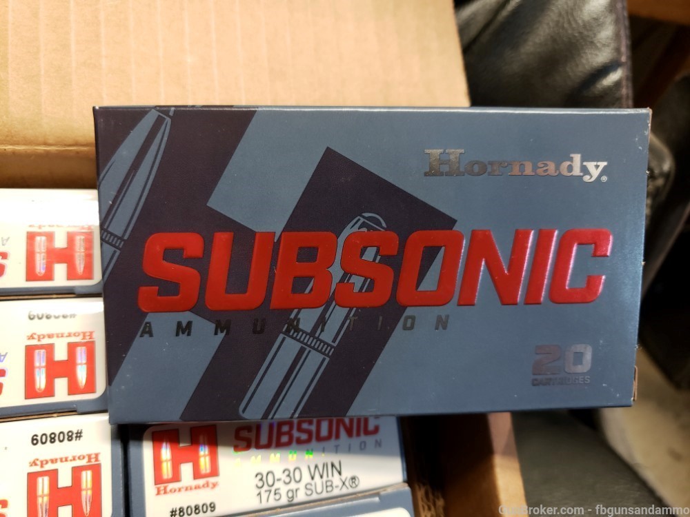 200 ROUNDS HORNADY SUBSONIC .30-30 WINCHESTER 175 SUB-X X 30-30 WIN 30 SUBX-img-3