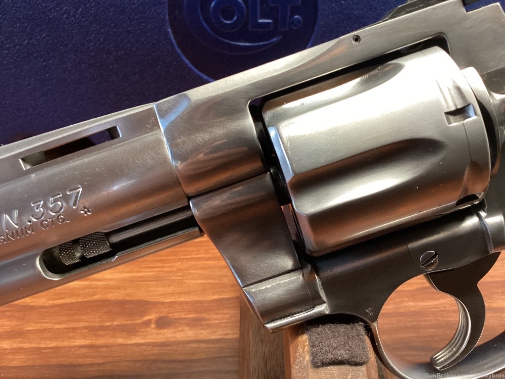 1995 Colt Python Stainless Steel .357 Mag 4” w/box Wood Grips Bright Bore-img-2