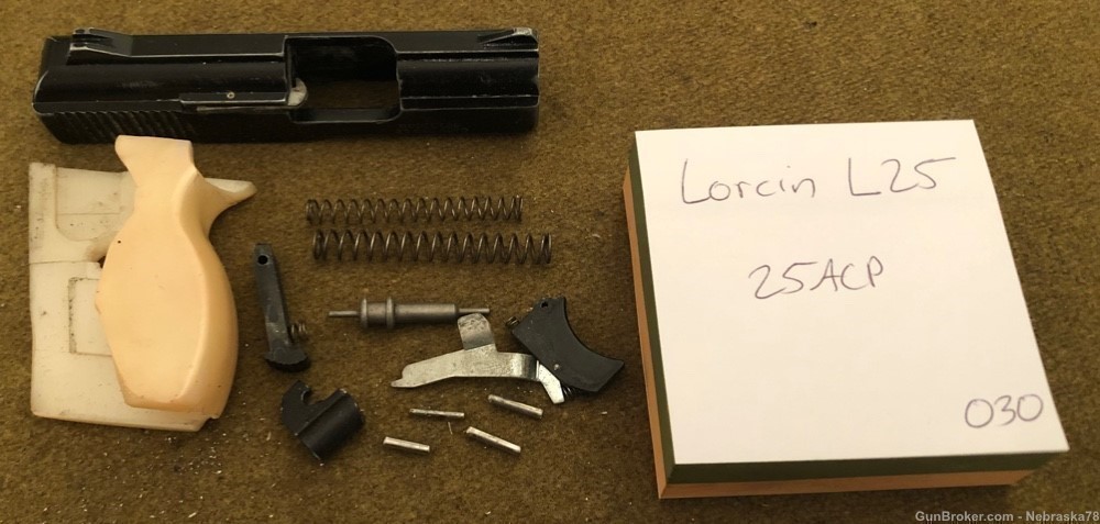 Lorcin L-25 .25acp semi auto pistol parts and repair lot slide grips kit-img-0