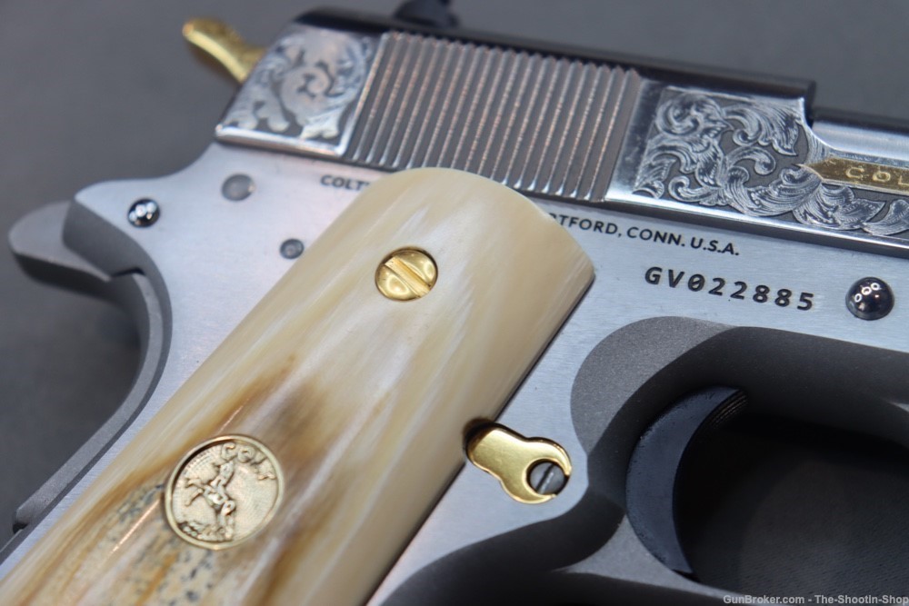 Colt Govt Model 1911 Pistol 38 SUPER Gold Scroll ENGRAVED Genuine IVORY 70-img-25