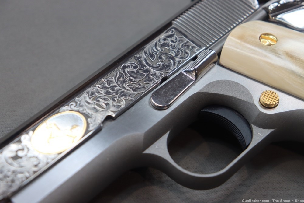 Colt Govt Model 1911 Pistol 38 SUPER Gold Scroll ENGRAVED Genuine IVORY 70-img-13