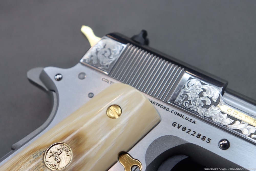 Colt Govt Model 1911 Pistol 38 SUPER Gold Scroll ENGRAVED Genuine IVORY 70-img-18