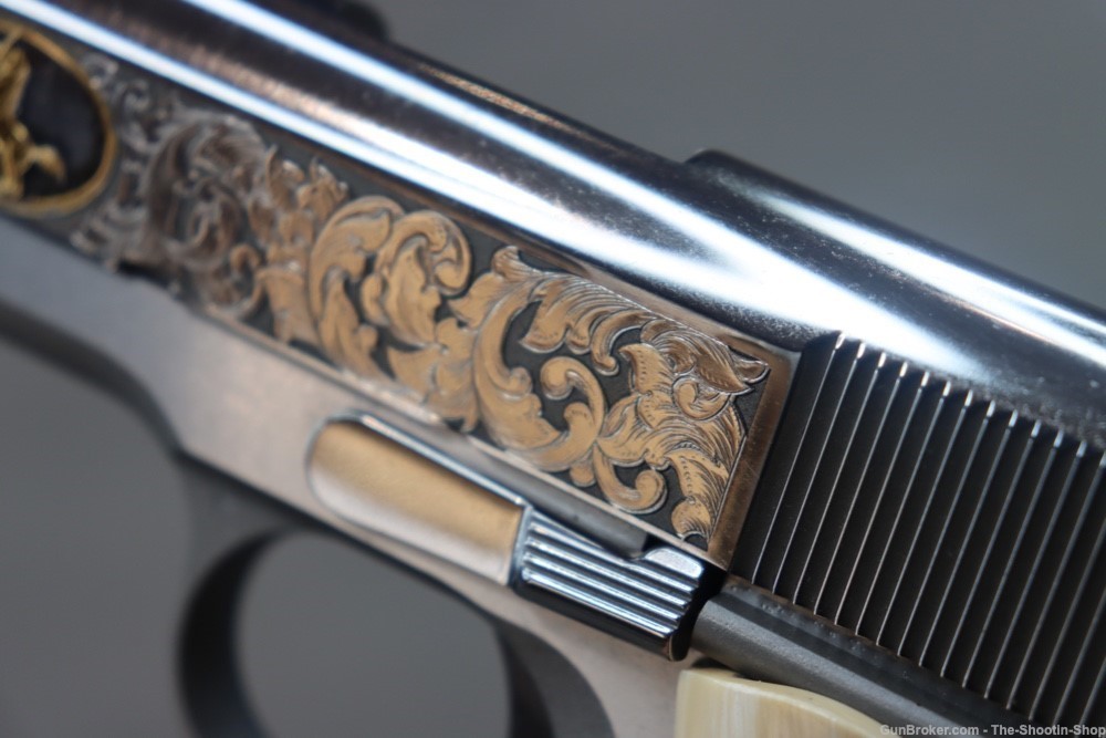 Colt Govt Model 1911 Pistol 38 SUPER Gold Scroll ENGRAVED Genuine IVORY 70-img-41