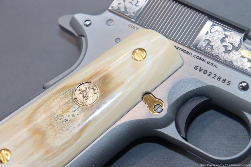 Colt Govt Model 1911 Pistol 38 SUPER Gold Scroll ENGRAVED Genuine IVORY 70-img-19