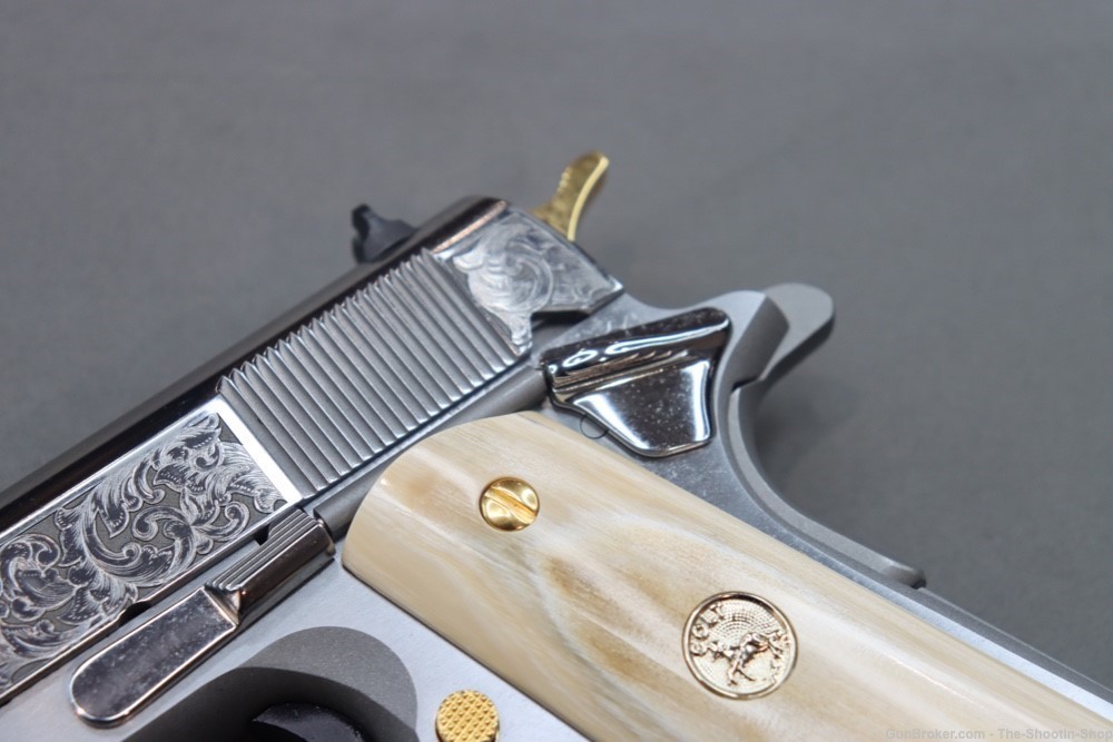 Colt Govt Model 1911 Pistol 38 SUPER Gold Scroll ENGRAVED Genuine IVORY 70-img-4
