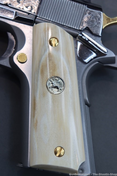 Colt Govt Model 1911 Pistol 38 SUPER Gold Scroll ENGRAVED Genuine IVORY 70-img-7