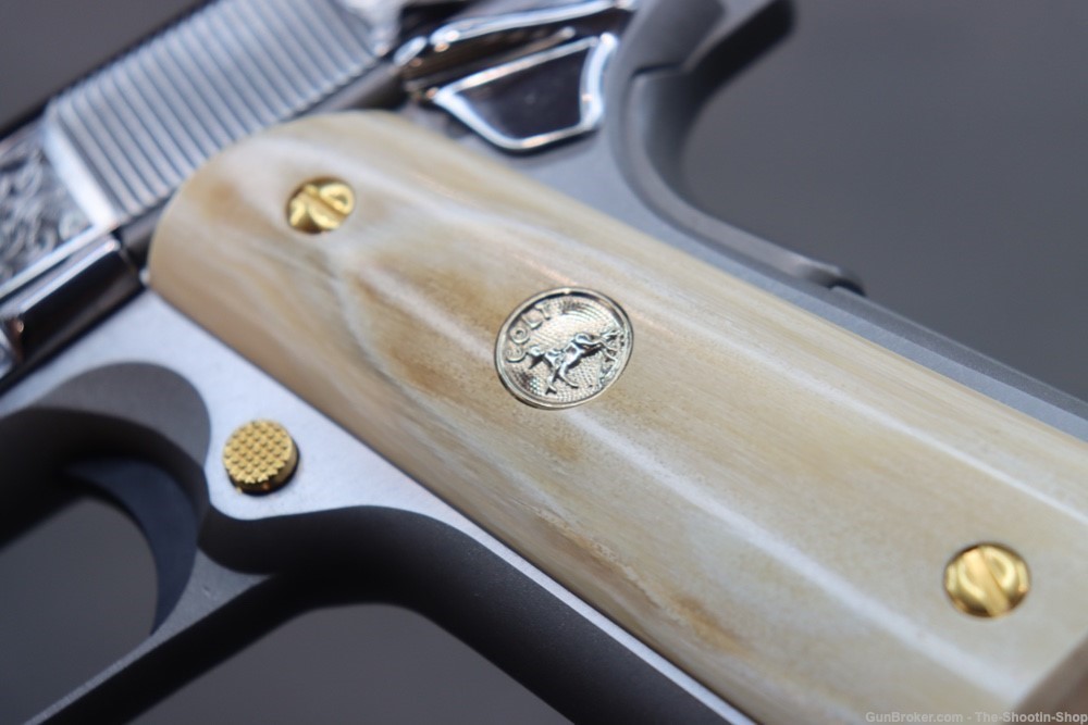 Colt Govt Model 1911 Pistol 38 SUPER Gold Scroll ENGRAVED Genuine IVORY 70-img-45