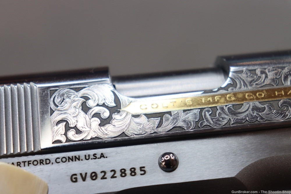 Colt Govt Model 1911 Pistol 38 SUPER Gold Scroll ENGRAVED Genuine IVORY 70-img-34