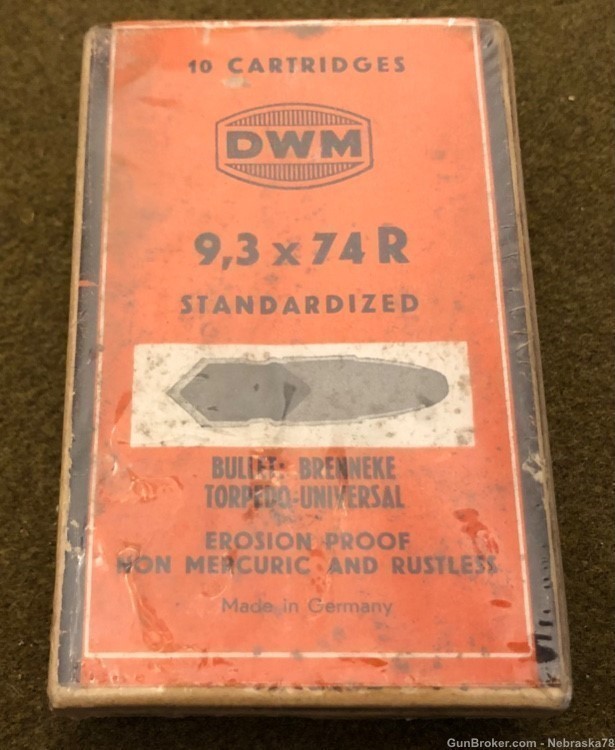Rare original DWM Germany 9.3x74r standard 10 rounds rifle ammo Brenneke-img-0