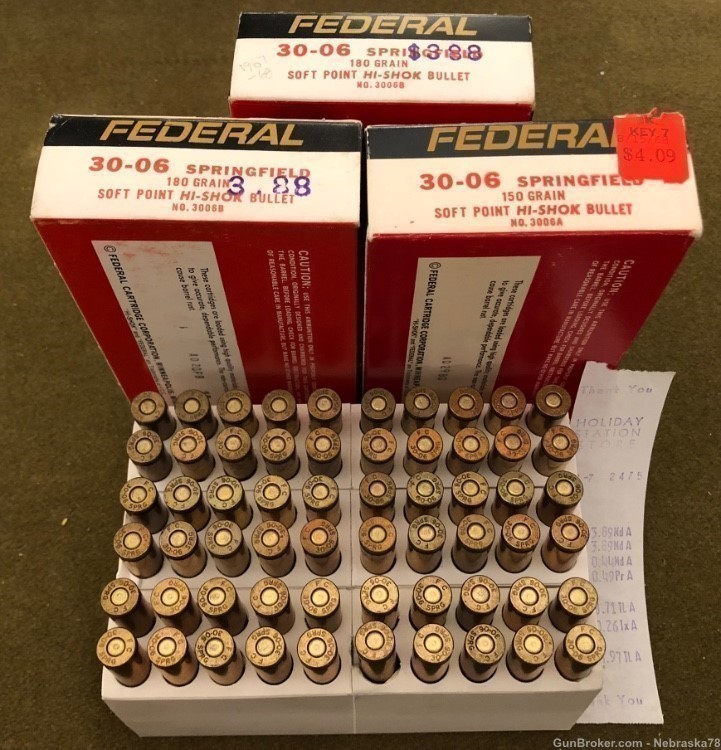 60 rounds 3 boxes Federal .30-06 Springfield 180/150gr soft point Hi-Shok -img-0
