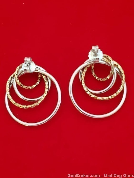 925 Sterling Silver Rhodium Plated & 14K Gold Overlay Earrings.S22*REDUCED*-img-2