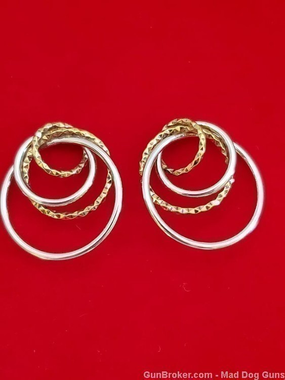 925 Sterling Silver Rhodium Plated & 14K Gold Overlay Earrings.S22*REDUCED*-img-0
