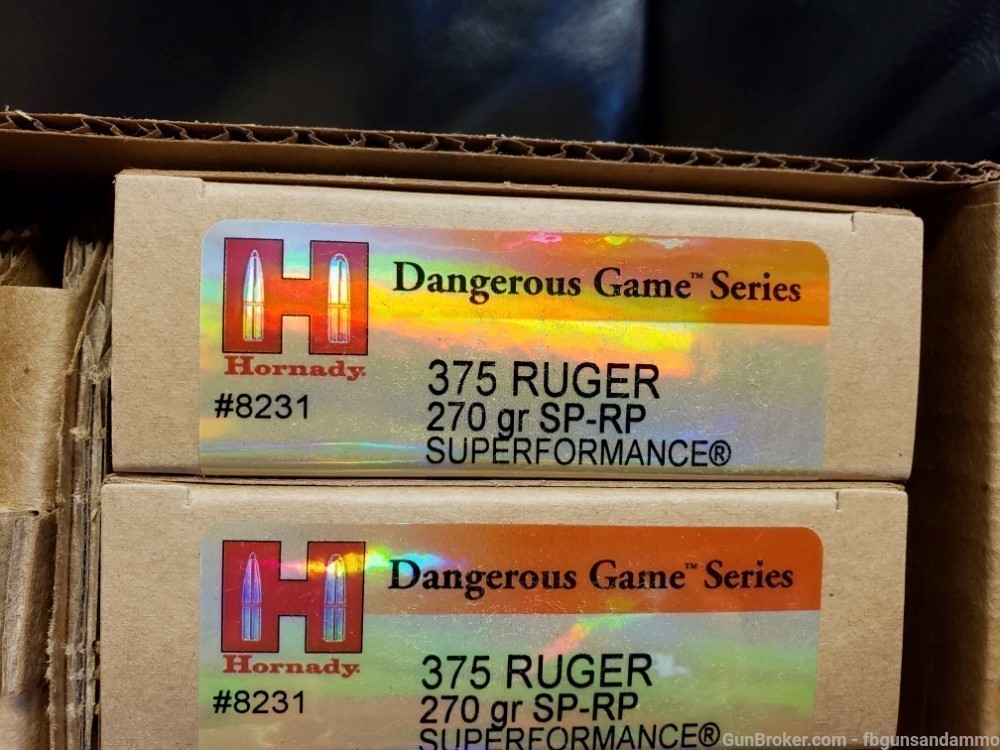 120 ROUNDS NEW HORNADY SUPERFORMANCE DANGEROUS GAME 375 RUGER 270 SP RP-img-2